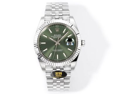 Rolex Datejust 3235 Movement 41mm 904L Steel Green Face Index Jubilee Band Watch